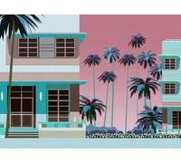 Livingwalls Papier peint photo 398931 - Effet 3D en bleu, rose, marron - Papier peint intissé de qualité supérieure avec motif sur 3,71 m x 2,80 m - Fabriqué en Allemagne