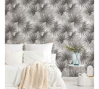 Livingwalls Travel Styles Papier peint non tissé Motif feuilles Gris et beige