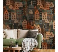 Livingwalls Travel Styles Papier peint non tissé Motif vieille ville Multicolore et bleu - Papier peint mural scandinave pour différentes pièces 1,59 m x 2,80 m
