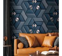 Livingwalls Travel Styles Papier peint non tissé - Papier peint abstrait bleu et argenté - Papier peint mural classique pour différentes pièces de 1,59 m x 2,80 m