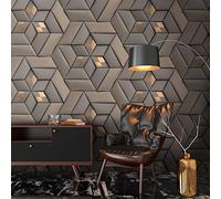 Livingwalls Travel Styles Papier peint non tissé - Papier peint abstrait gris et taupe - Papier peint mural classique pour différentes pièces - 1,59 m x 2,80 m
