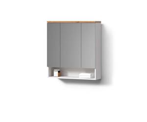 Livinity Armoire de toilette "Tanaro", Blanc 70 x 77.5 cm | 3 Portes · 10 compartiments · Grande surface miroir · Rangement ouvert & fermé · Au-dessus du lavabo