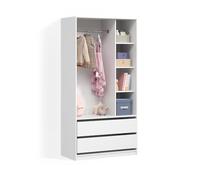 Armoire pour enfants Livinity Trento Blanc 100x200cm avec 2 tiroirs, Model 58938