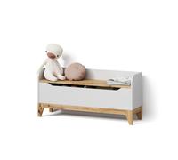 Livinity Coffre à Jouets Mailo, Blanc/Artisan, 107.2x50cm | avec banc