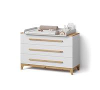Commode à langer Livinity Mailo Blanc/Artisan XL avec 3 tiroirs, Model 59777