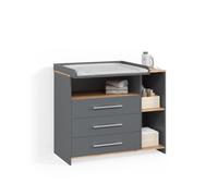 Commode à langer Livinity Torino Anthracite/chêne doré avec 3 tiroirs, Model 58766