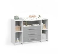 Commode à langer Livinity Torino blanc/gris XL avec tiroirs, Model 58929