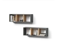 Livinity Étagère Murale Lorena, Anthracite/chêne doré, 90x30cm | Lot de 2