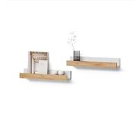 Livinity Étagère Murale Lorena, Chêne Blanc/Force de l'or, 60x10cm | Lot de 2