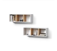 Livinity Étagère Murale Lorena, Chêne Blanc/Force de l'or, 90x30cm | Lot de 2
