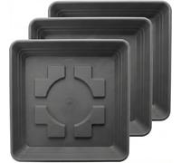 LIVINJA Lot de 3 soucoupes carrées pour pot de fleurs - Pour l'extérieur - 40 x 40 cm - Extra robustes - Anthracite - Pour pot de fleurs - Fabriqué en Allemagne