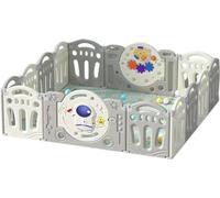 Livista Baby parc - 160x153x49cm - 12+2 panneaux - Parc pliable - Avec ventouses - Tapis d'éveil & inclus