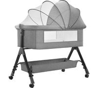 Livista® Lit Bébé 3 en 1 - Réglable en hauteur - 4 roulettes avec frein - Lit évolutif - Moustiquaire
