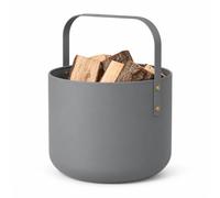 LIVLIG Panier à bûches design en métal pour bois de cheminée avec anse - Grand panier pour bois de cheminée - 36 x 44 cm - Panier à bûches comme accessoire de cheminée - Panier de rangement aspect mat
