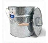LIVLIG Seau à cendres, de qualité supérieure, 12 l, en zinc, seau galvanisé exclusif avec couvercle pour cheminées modernes, qualité supérieure d'Europe, accessoire de cheminée élégant pour ranger les