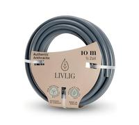 LIVLIG Tuyau d'Arrosage 10m Design - Tuyau Arrosage Flexible, 60% Recyclé, UV Résistant, Anti-Torsion, 1/2 Pouce, Anthracite
