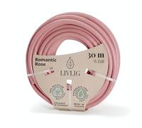 LIVLIG Tuyau d'Arrosage 30m Design - Tuyau Arrosage Flexible, 60% Recyclé, UV Résistant, Anti-Torsion, 1/2 Pouce, Rose
