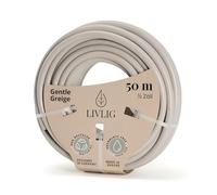 LIVLIG Tuyau d'Arrosage 50m Design - Tuyau Arrosage Flexible, 60% Recyclé, UV Résistant, Anti-Torsion, 1/2 Pouce, Greige