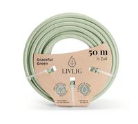 LIVLIG Tuyau d'Arrosage 50m Design - Tuyau Arrosage Flexible, 60% Recyclé, UV Résistant, Anti-Torsion, 1/2 Pouce, Vert
