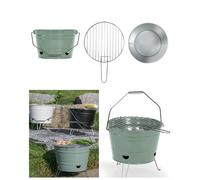LIVOO Barbecue à charbon portable Ø27 cm vert - grille chromée, pieds pliables, seau poignée