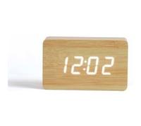 LIVOO RV150BC - Horloge digitale aspect bois - Affichage LED blanc - Fonctions horloge, réveil, calendrier, thermomètre