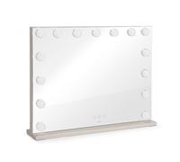 Livoo - Miroir de Maquillage Hollywood DOS225G - 56 x 44 cm, 15 Ampoules, 3 Mode Lumineux : Chaud, Froid, Mixte, Chargeur intégré