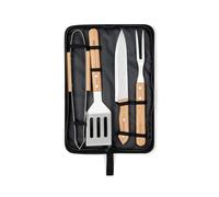 Livoo - Set de 4 accessoires pour barbecue GS164 - 4 accessoires, acier inoxydable, hévéa, pochette polyester