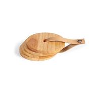 Livoo - Set de 4 Dessous de Verre MES148 - Bois d'hévéa, Ø 10 x 0,9 cm