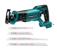 LIVOWALNY 3 Vitesses Scie Sabre Sans Fil Compatible avec Makita 18V | Moteur Brushless, 3200 CPS/min, Changement de Lame Sans Outil, LED, 4 Lames Bois/Métal/PVC(Sans Batterie)-Bleu