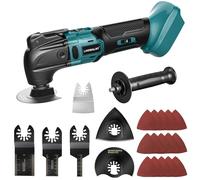 LIVOWALNY Multitool Oscillant Sans Fil Compatible avec Makita 18V Batterie | Outil Multifonction, 6 Vitesses Réglables, Scie Multifonction pour Enlever, Gratter-Bleu(Sans Batterie）