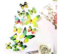 Livraison gratuite 12 pièces autocollants muraux décorations pour la maison 3D papillon arc-en-ciel accessoires de décoration pour la maison accessoires de cuisine~1942