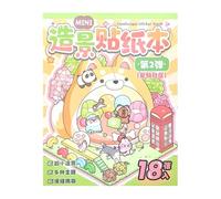 Livre d’autocollants Mini Room Scene - Monde des Animaux Kawaii 3D pour Enfants - 8 feuilles de stickers + 8 cartes - Cadeau créatif DIY