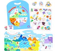 Livre de 30 stickers réutilisables pour enfants de 3 à 5 ans - Thème météo