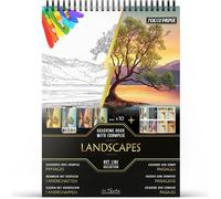 Livre de Coliage Adulte Paysages Papier 200 g/m² Reliure spirale A4 qualité premium 30 dessins 300 modèle LIVRE DE COLORIAGE