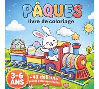 Livre de coloriage Pâques enfants 3-6 ans: Camions, tracteurs, voitures et plus encore - 40 véhicules à colorier avec lapins et œufs de Pâques - Dessins simples et amusants