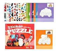 Livre de coloriage par stickers pour Créatif Interactif et Éducatif | Album de Stickers Peinture Architecture et Animaux pour Voyages en Voiture Maternelle Garçons Filles nes