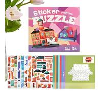 Livre de Peinture par Numéros avec Stickers d'éveil de motricité fine pour | Cahier d'Activités Puzzle Stickers pour Voyages en Voiture Maternelle Garçons Filles nes