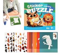 Livre de Peinture par Numéros avec Stickers d'éveil de motricité fine pour | Livre puzzle animaux avec stickers pour maternelle routier réunions fêtes à la maison garçons