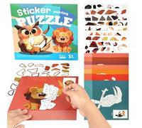 Livre de Peinture par Stickers d'éveil interactif Parent-Enfant | Album de Stickers Peinture Architecture et Animaux pour Voyages en Voiture Maternelle Garçons Filles nes