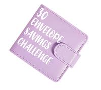 Livre d'épargne - 11,5 x 11 cm - Organiseur budgétaire avec 30 enveloppes en polyuréthane - Boucle magnétique - Classeur économiseur d'argent avec fente sécurisée, planificateur de système