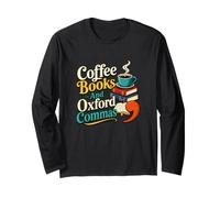 Livres de café et Oxford Commas Grammar Nerd Reading Manche Longue