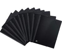 Livret de présentation à spirale avec 40 pochettes A4 PP opaque noir paquet de 10