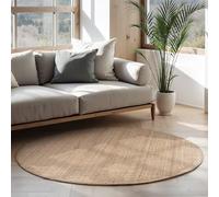 LIVUM Tapis Nature Jute Bouclé, Tapis Naturel Style Rustique et Boheme, Poils en Jute, Boucles Subtils (Rond Beige, 160x160cm)
