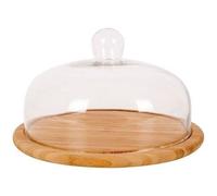 Plateau bambou + Cloche verre D30 Fromage Gâteau Point Virgule