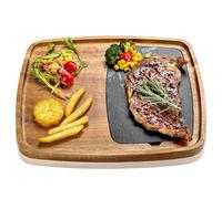 LiWiBet Assiette à steak en bois et ardoise