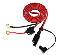 Liwinting Câble de Connexion SAE SAE avec fusible 10A sur borne en cuivre de Type O avec Capuchon Anti-poussière Convient pour la Connexion et Le Transfert de cellules solaires, 16AWG, 0.6m/1.97ft