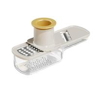 LIXSAZSE Mini trancheuse à ail Outil indispensable pour les tâches de tranchage, de déchiquetage et de broyage Conteneur transparent intégré Mini, beige