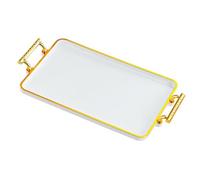 LIXSAZSE Plateau de rangement pour maquillage polyvalent, élégant et décoratif, organisateur de bijoux et accessoires de salle de bain, facile à déplacer, Porcelaine blanche, 32 x 18.5 x 3.5 cm