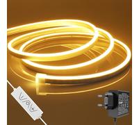 Liyade Bande LED 2M, 24V Variable Neon LED Strip, 3000K Blanc Chaud, IP65 Etanche Silicone Bande LED flexible DIY avec alimentation et contrôleur pour l'intérieur extérieur Maison Cuisine Décoration
