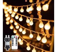 Liyade Guirlande lumineuse extérieure, 23M 200 LED boule de guirlande lumineuse extérieure courant, 8 modes et fonction Merk, guirlande lumineuse intérieure avec prise, idéale pour Noël, mariage, fête
